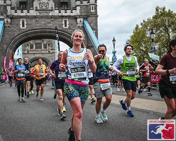 Jemma Chambers has raised more than £2,000 for the British Dyslexia Association by running the London Marathon. Photo: Sportograf