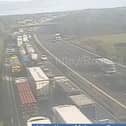 There is currently a high volume of traffic between junction 25 and 26.