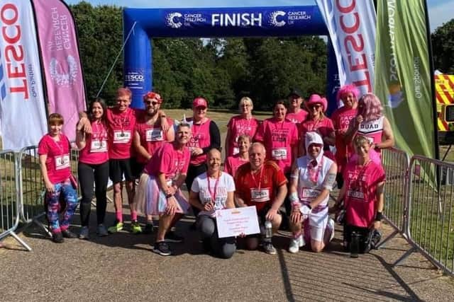 Lisa Richardson (centre) with her colleagues at the Race For Life