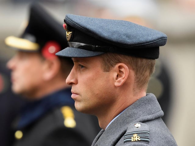 The Duke of Cambridge during the Remembrance Sunday service at the Cenotaph, in Whitehall, London. Picture date: Sunday November 14, 2021.