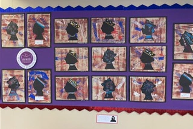 Jubilee artwork by pupils, inspired by artists like Banksy, was also on display
