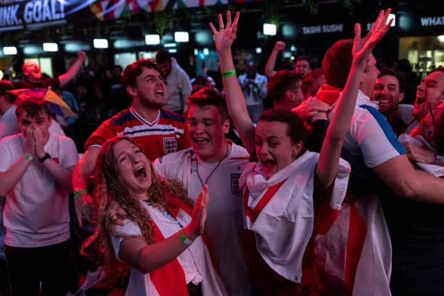 England fans elebrating their Euro 2020 semi-final win over Denmark (Photo by Dan Kitwood/Getty Images)