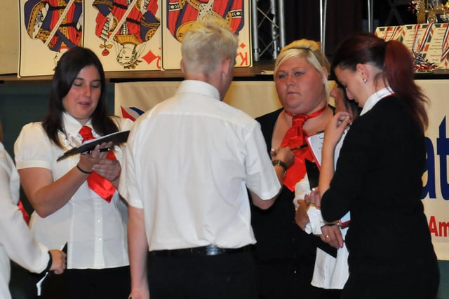 Judges confer after a performance during the Great Britain Jazz Band Championships.