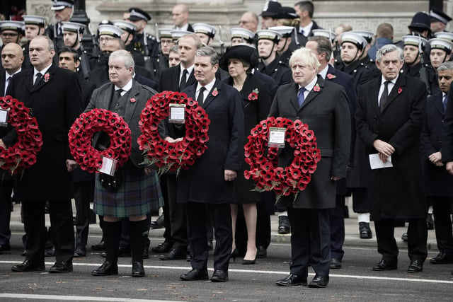 SNP Westminster leader Ian Blackford Labour leader Keir Starmer, and Prime Minister Boris Johnson during the Remembrance Sunday service