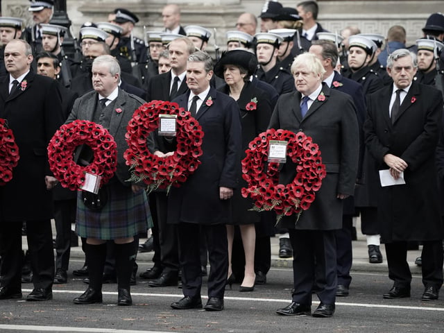 SNP Westminster leader Ian Blackford Labour leader Keir Starmer, and Prime Minister Boris Johnson during the Remembrance Sunday service