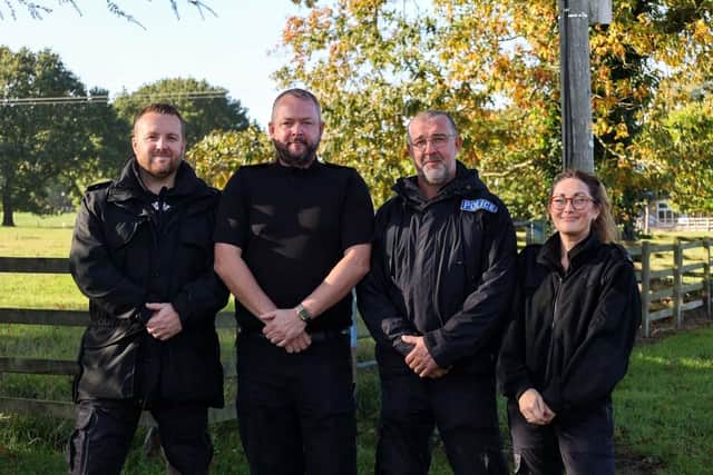 Inspector Rob Harrison with three of the four Neighbourhood Rural Crime Team officers, PC Mark Holland, PC Kev Agar and PC Hollie Marsh
