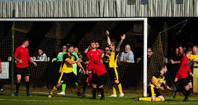 Hucknall Town find the back of the net. Pic by Lee Fox Photography.