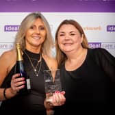 Allison Fry (left), Support Star of the Year winner, with her award and Ideal Care’s regional director, Lisa Harding.