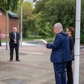 The wreath-laying ceremony at Ashfield District Council's HQ
