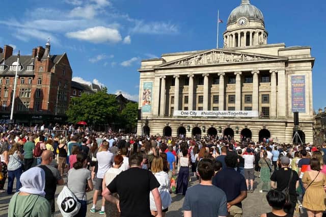 Crowds gathered in front of the Council House for vigil on Thursday evening