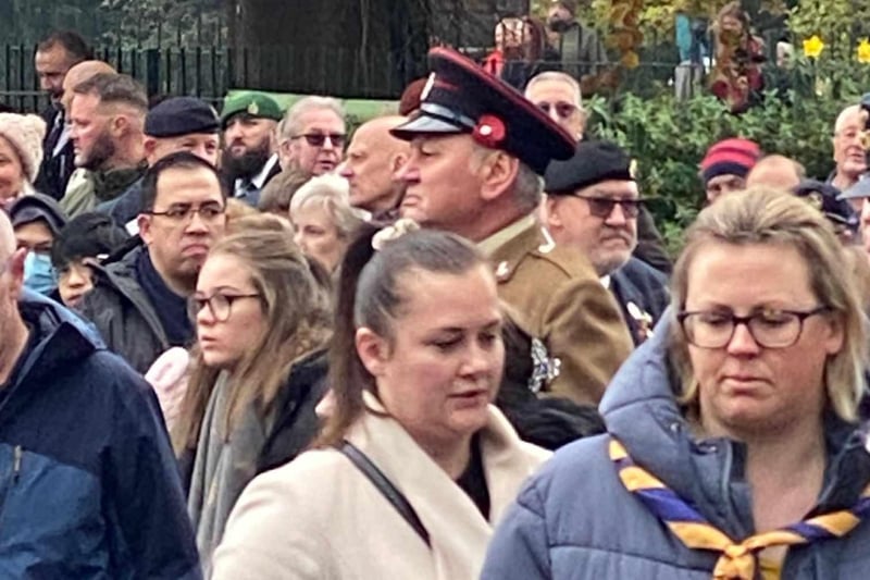 A large crowd gathered in Hucknall's Titchfield Park for the Remembrance service