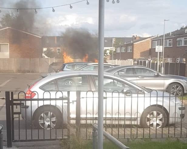 Firefighters were called to deal with a car fire in a residental Hucknall car park. Photo: Mark Banner