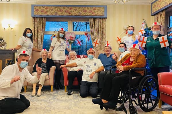 Staff and residents at Hall Park are all ready to cheer on England this weekend