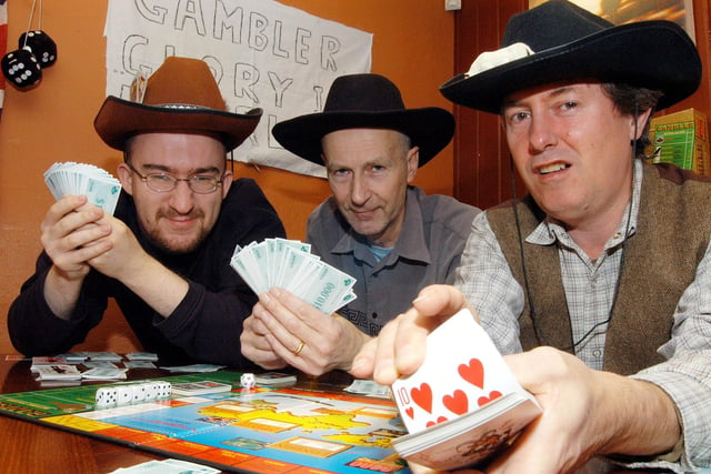 2007: Ben Wilson, left, Charlie Towlson. centre, and Gerald Garratty start off the annual Gambler Board Game Championships in Bulwell.