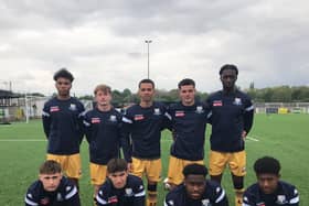 Academy prospects (BACK ROW, L-R): Nathanial Peters, Louis Nicholson, Jacob Taylor, Jordan Haywood, Ferdinand Bartley (FRONT ROW, L-R): Sam Newell, Rory Harrison, Wayde Hines, Kiarn Nyemba all featured in Basford United’s friendly defeat against Kimberley Miners Welfare on Saturday.