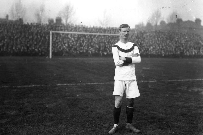 Nottingham Forest captain Ernest 'Nudger' Needham before their match against Woolwich Arsenal at Highbury in November 1913: