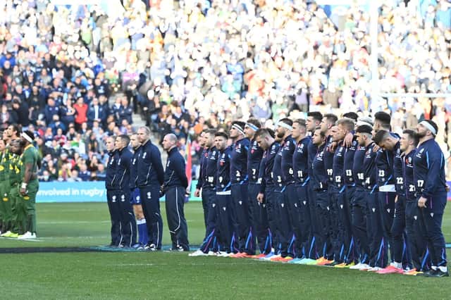 South Africa and Scotland line up during the Autumn Nations Series match at BT Murrayfield.  (Photo by Paul Devlin / SNS Group)