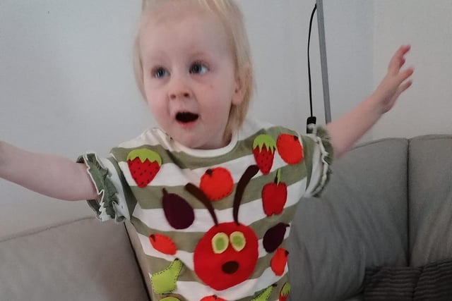 Devon, age 1, as the Very Hungry Caterpillar.