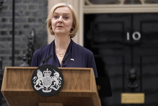 Britain's Prime Minister Liz Truss announces her resignation as Prime Minister and leader of the Conservative party.