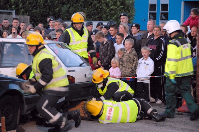 Members of the public watch the action from the rescue demonstration at Hucknall Fire Station.