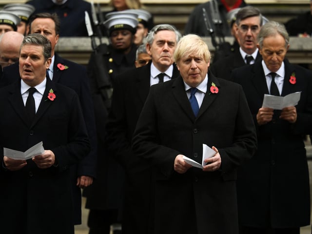 Labour leader Sir Keir Starmer (left) and Prime Minister Boris Johnson during the Remembrance Sunday service at the Cenotaph, in Whitehall, London. Picture date: Sunday November 14, 2021.