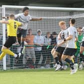 Hucknall Town in recent action against Loughborough Students - now all set for derby day.