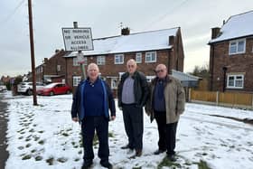 Campaigner Paul Craddock with Coun Dave Shaw and Coun Ian Briggs, who are campaigning to relieve parking issues. (Photo by: Ashfield Independents)