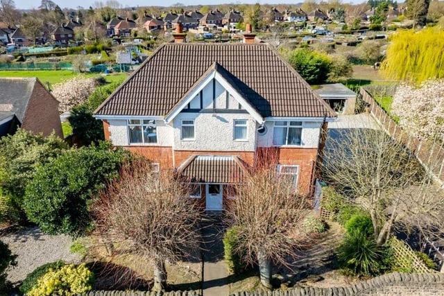 Before we have a look round the house, here are a couple of aerial drone shots.This one shows the front of the £575,000 property.