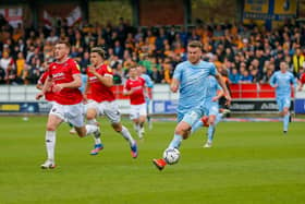 Stags in action at Salford City in their final away game of last season.