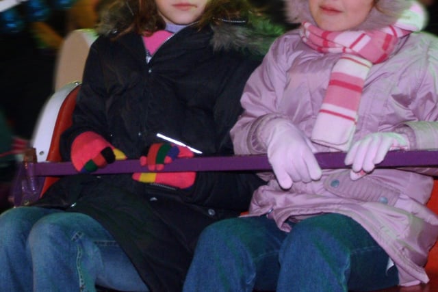 Ashfield District Council Bonfire held at Hucknall's Titchfield Park. Pictured is Abbie Aspinall, then aged nine and Grace Braddow, five, from Sutton. Did you attend?