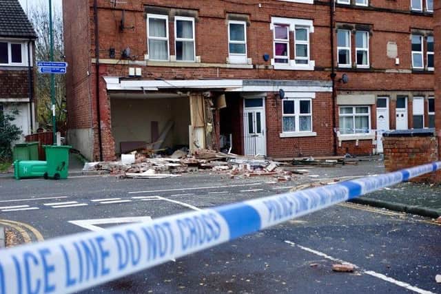 The explosion has severely damaged the front ground floor of the property.