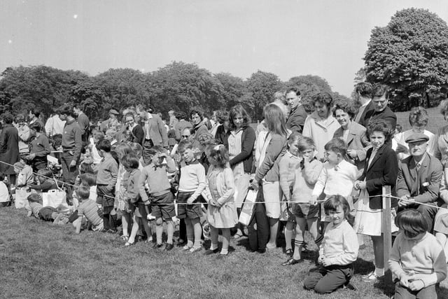 Spectators at the Balerno & Currie Gala Day in Balerno's Mallery Park in May 1965.
