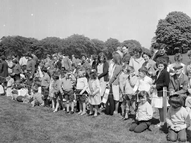 Spectators at the Balerno & Currie Gala Day in Balerno's Mallery Park in May 1965.