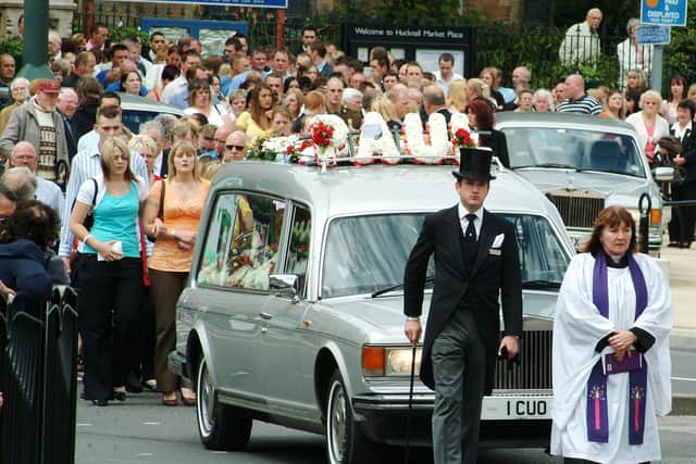 The town came out in force to pay respects on the day of Paul's funeral in Hucknall
