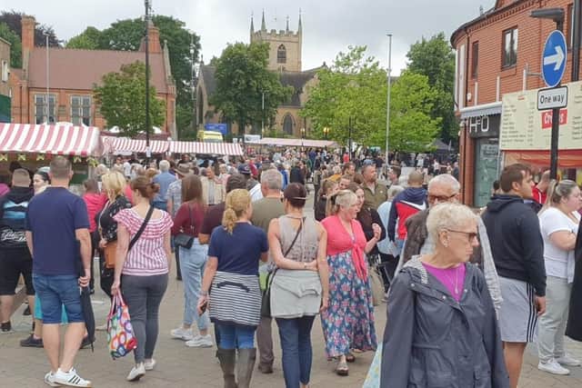 Crowds at the inaugural Hucknall Food and Drink Festival