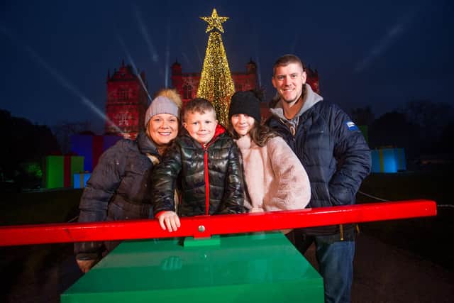 From left, Nicola, Jake, Hollie and Adam Barksby switch on the lights of Christmas at Wollaton.