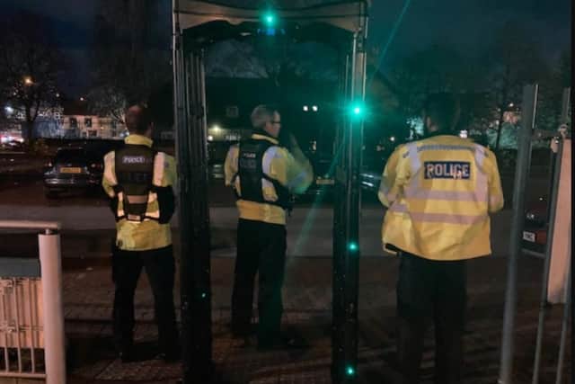 Nottinghamshire Police brought their knife arch to Bulwell tram stop as part of their Operation Sceptre knife crime crackdown