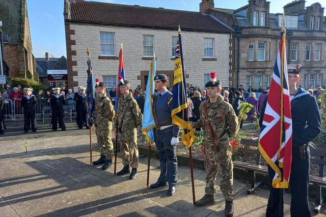 Standard bearers at the end of the service.