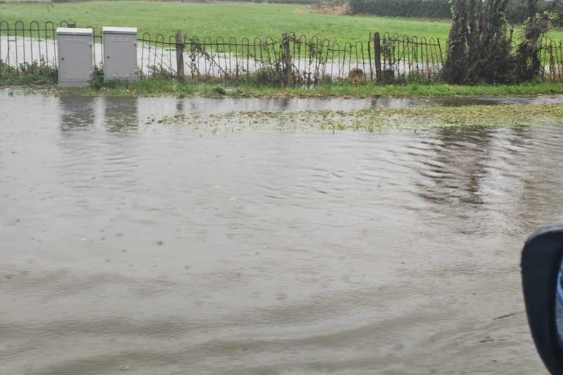 Pavements and roads were flooded throughout the county including here in Brinsley
