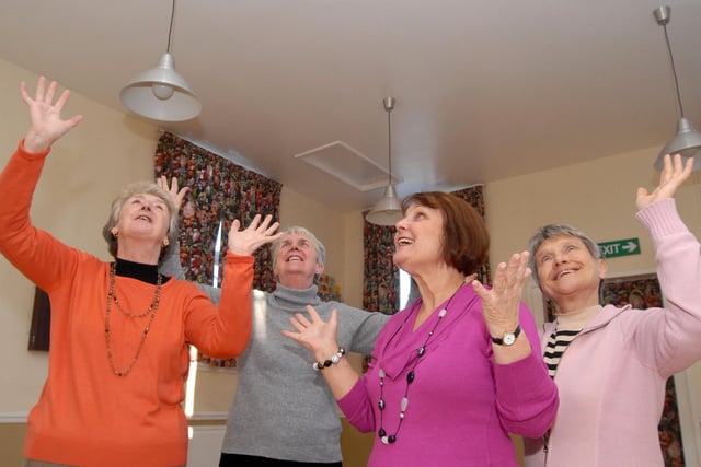 2010: Members of the Watnall WI celebrate their new lights and roof supplied by E-ON. From the left are Joyce Widowson, Kathleen Seed, Helen Rose, president, and Valerie Wikkes.