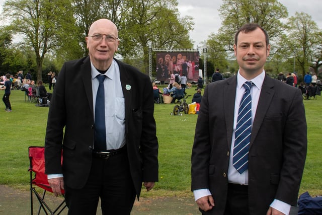 Ashfield councillors John Wilmott (left) and Lee Waters were among those enjoying the celebrations in Hucknall