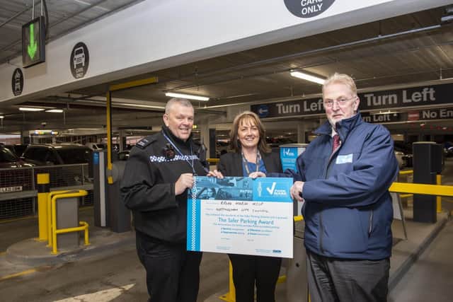 Pictured with the award are, from left Neil Repton (Nottinghamshire Police), Karen Day  (Nottingham City Council), Peter Gravells (British Parking Association)