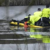 Babbs Mill Lake in Solihull, West Midlands. Three boys aged eight, 10 and 11 have died after falling through an icy lake on Sunday, December 12.