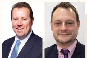 Mark Spencer MP (left) and council leader Coun Jason Zadrozny-Bland have again clashed over the proposed new Hucknall health centre