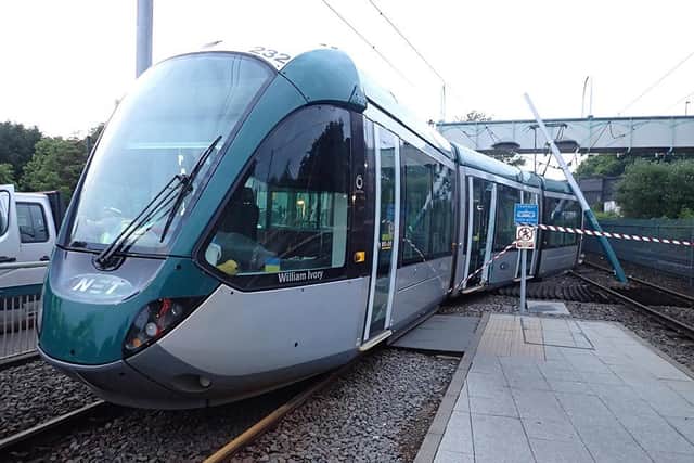 The tram derailed at Bulwell last June after hitting points that were in an unsafe position. Photo: Submitted