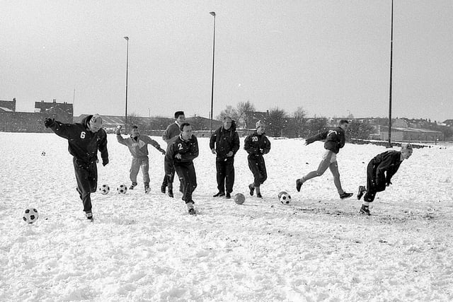 Snow has fallen but Stags players continue to train.