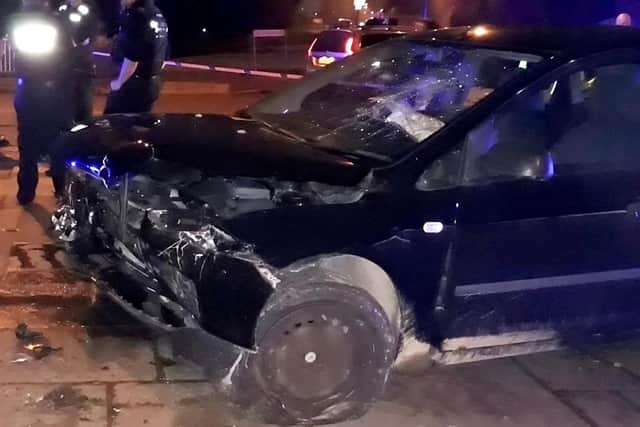 Damage to the suspect vehicle.