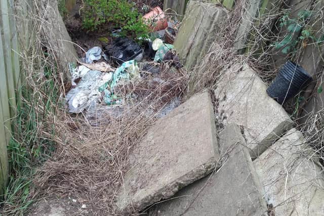 Rubbish left fly tipped on Stone Church View in Annesley