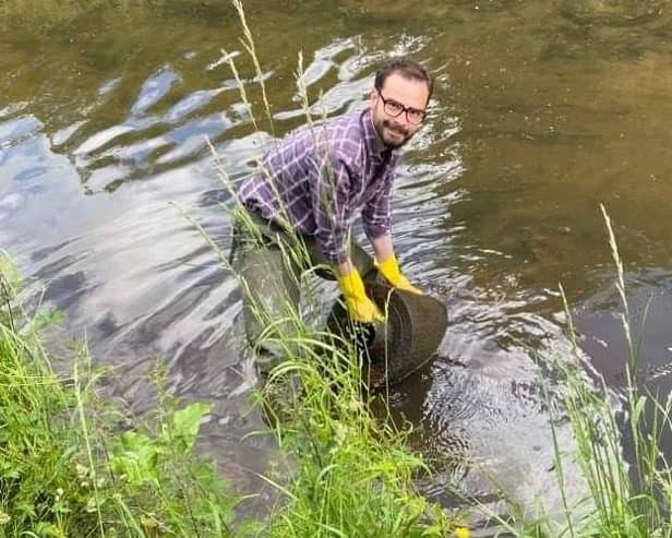Coun Ethan Radford regularly joins volunteers helping keep the River Leen clean