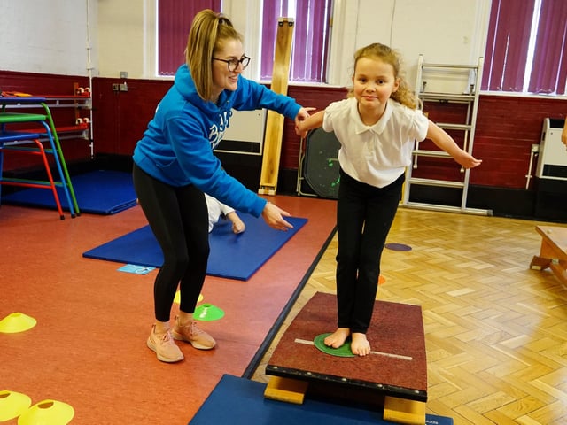 Beth Tweddle Gymnastics at King Edward Primary School. Sam Scotland shares some tips.